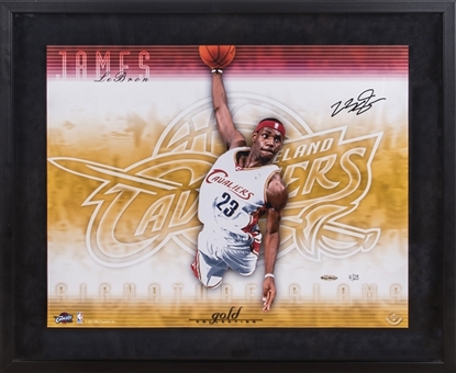 2004 LeBron James Signed Signature Slam Gold Collection 16x20 Framed Photo (#4/23) (UDA)